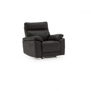 Carmine Leather Reclining Armchair- Black