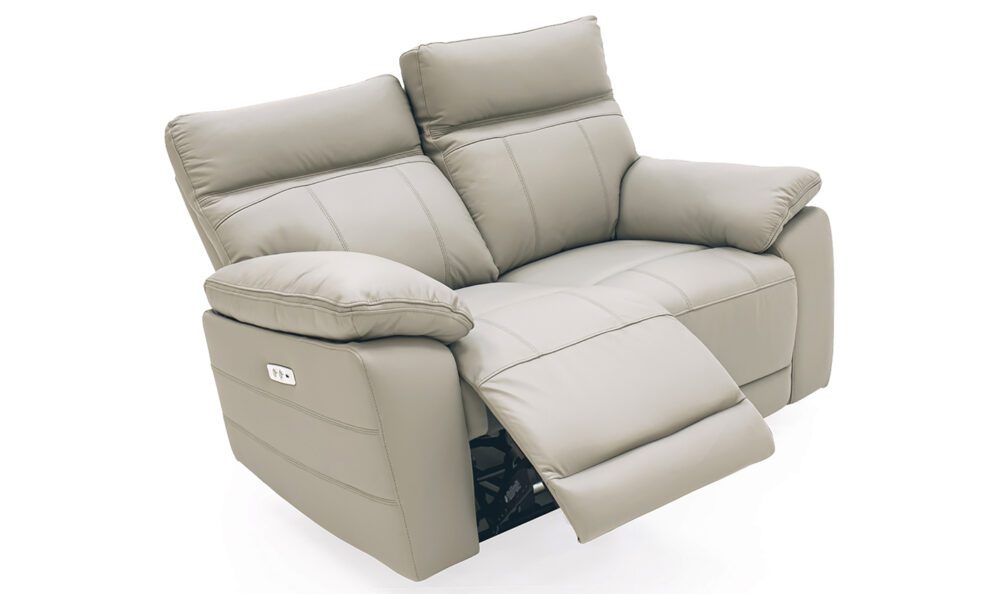 Carmine 2 Seater grey Reclining Sofa open