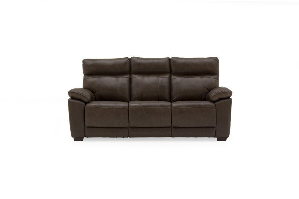 Carmine 3 Seater Leather Fixed Sofa - Brown